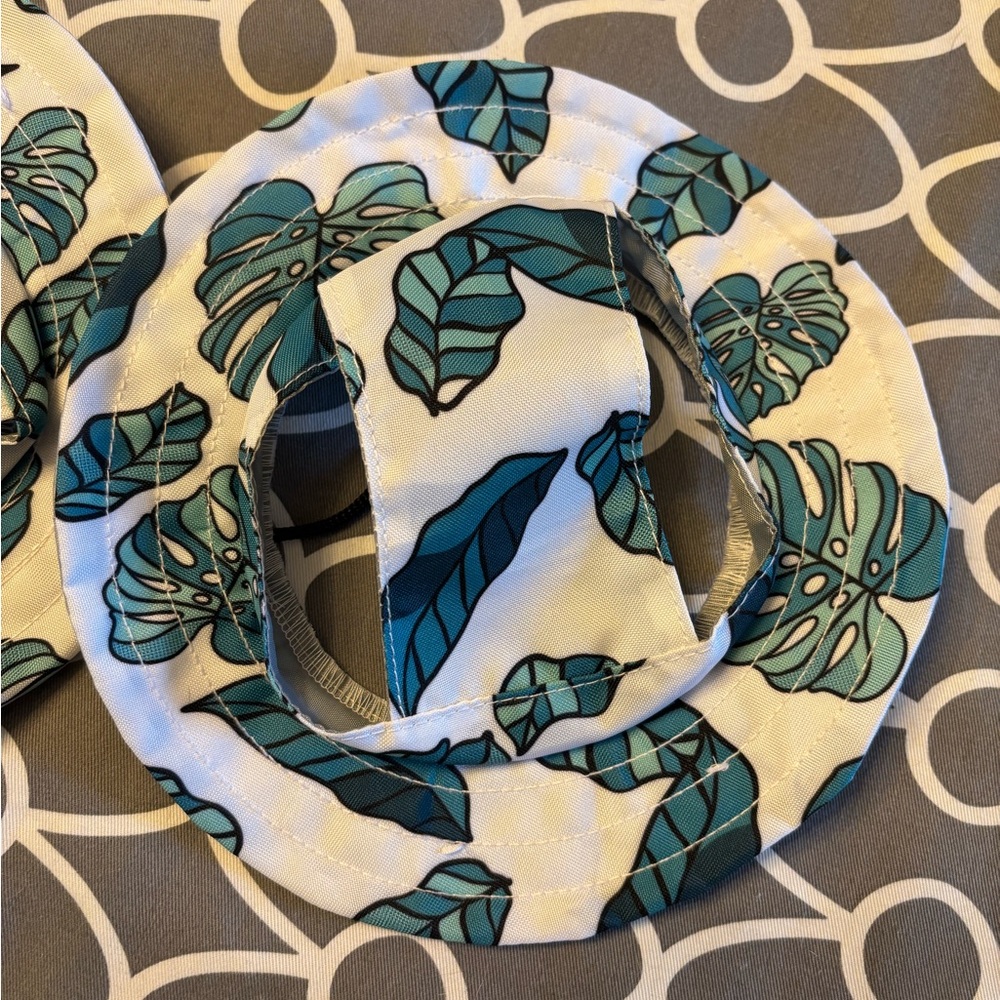 Tropical Leaf Print Bucket Hats For Dogs - White & Greens - Picture 2 of 7